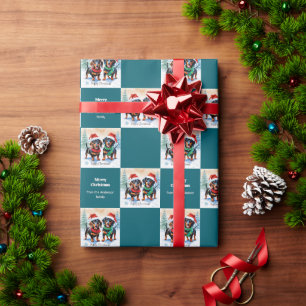 Papel De Presente Filhotes de Dachshund Fofos no Natal de Cachorrinh