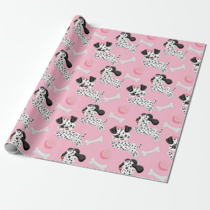 Papel De Presente Filhotes de dálmatas Manchas pretas Bola de brinqu