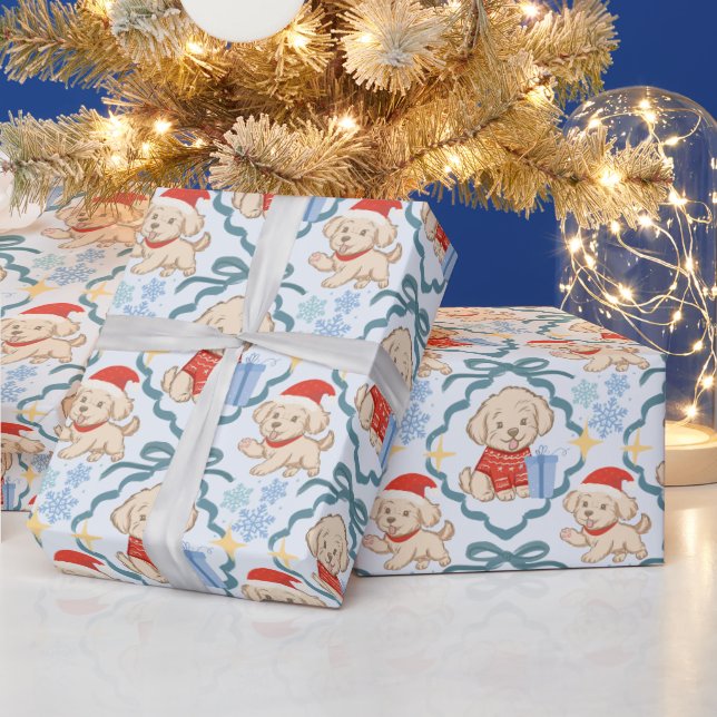 Papel De Presente Filhotes fofos de maltês presente de Natal (Feriados)