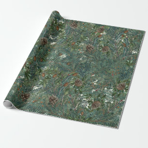 Papel De Presente Filiais Evergreen de Natal Árvore Natureza Pinecon
