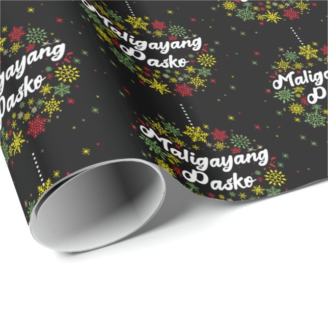 Papel De Presente Filipinas Natal Maligayang Pasko Snowflakes (Ponta do rolo)