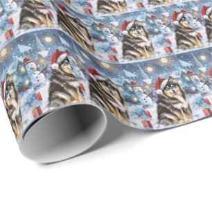 Papel De Presente Finnish Lapphund Paraíso de Inverno Alegria de Nat