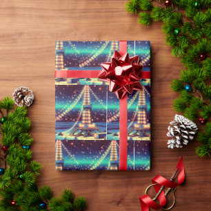 Papel De Presente Fio De Gás De Petróleo Com Luzes De Natal