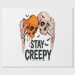 Papel De Presente Fique Assustador PNG, Halloween de Caveira Retro