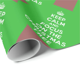Papel De Presente Fique calmo e concentre-se na árvore de Natal, eng