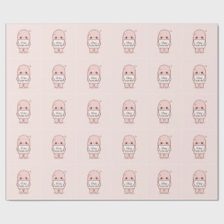 Papel De Presente Fique Comigo Citação de Estética Design Romântico