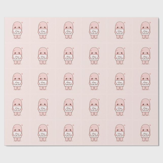 Papel De Presente Fique Comigo Citação de Estética Design Romântico (Aberto)