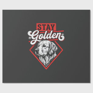 Papel De Presente Fique Dourado Cão Retriever Dourado