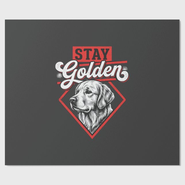 Papel De Presente Fique Dourado Cão Retriever Dourado (Aberto)