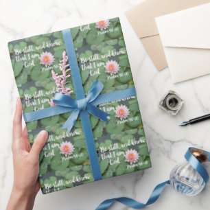 Papel De Presente Fique quieto e saiba que sou a Bíblia cristã de