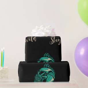 Papel De Presente Fique Selvagem Crânio Barbudo Moderno