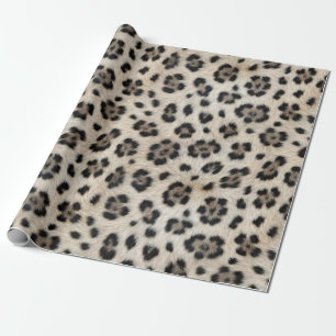 Papel De Presente Fique Selvagem Leopardo da Neve Olhar de Faux Fur 