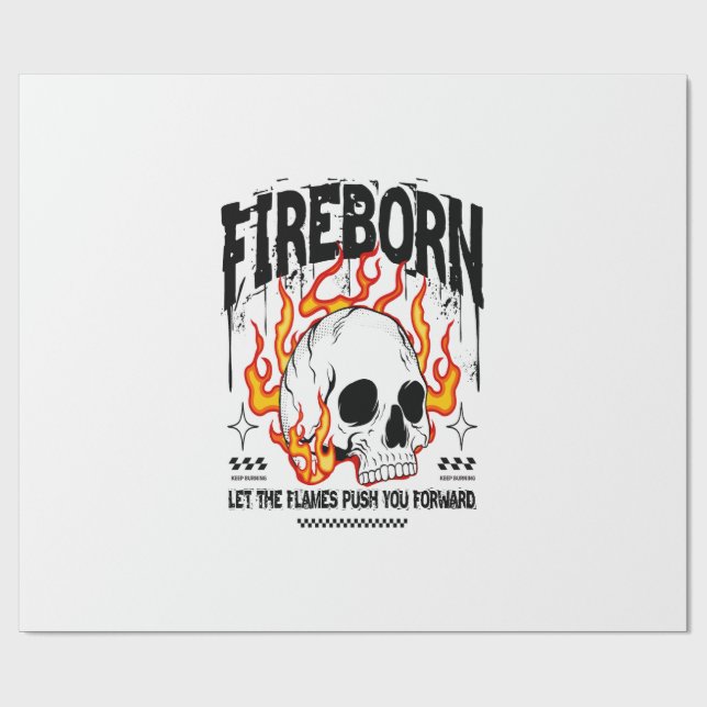 Papel De Presente Fireborn Skull Urban Streetwear (Aberto)