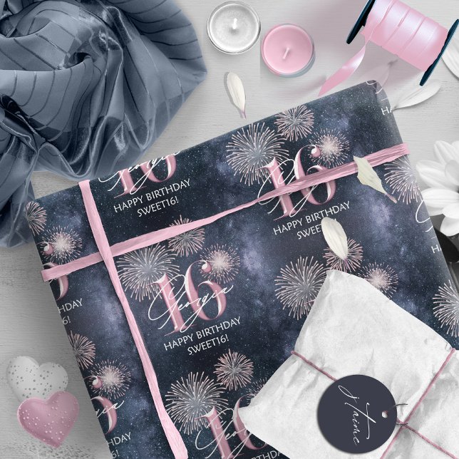 Papel De Presente Fireworks Sweet 16 Midnight Blush ID984 (Criador carregado)