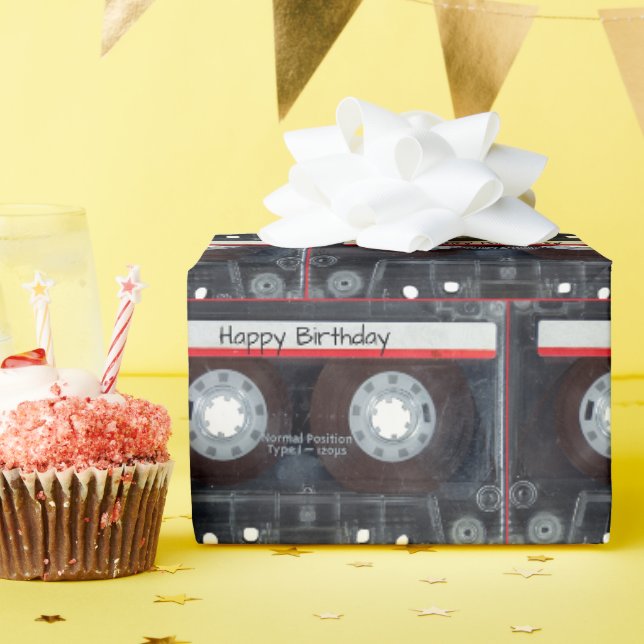 Papel De Presente Fita Cassete Feliz de Aniversário (Festa de aniversário)