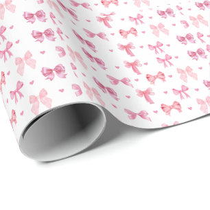 Papel De Presente Fita Cinzenta Cintilante de Padrões Cor-de-Rosa