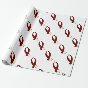 Papel De Presente Fita de Sensibilização (Borgonha e Creme)
