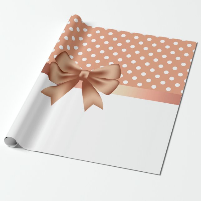 Papel De Presente Fita Dourada rosa e Bolinhas (Desenrolado)