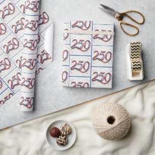 Papel De Presente Fita e Estrelas do 250º Aniversário dos EUA