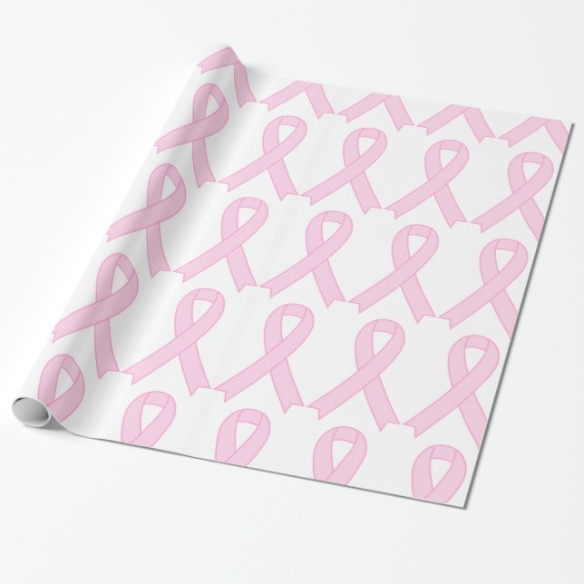 Papel De Presente Fita rosa de sensibilização do Cancer da mama (Desenrolado)