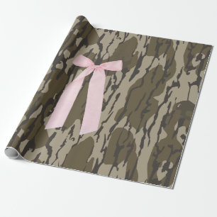 Papel De Presente Fita rosa estética de camo bottomland branca