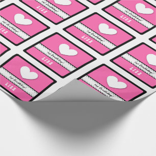 Papel De Presente Fita Scalloped coração A11C da menina do primeir