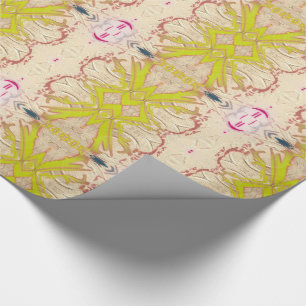 Papel De Presente Fitas amarelas Chartreuse Dourados do vintage