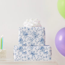 Fitas Azuis e Laços Toile Coquette Padrão