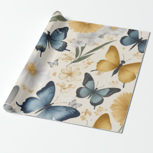 Papel De Presente Fitas de ouro para jardins brancos e prata