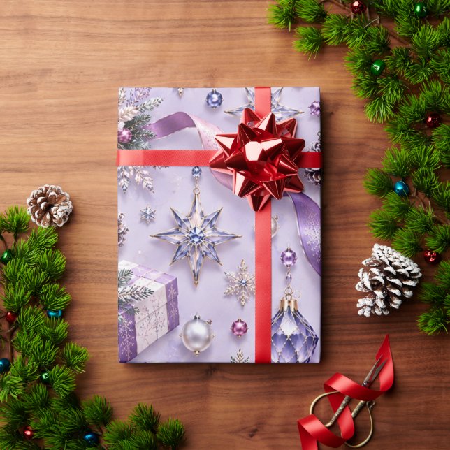 Papel De Presente Fitas de Presente de Natal Roxo Lavanda (Presente de Natal)