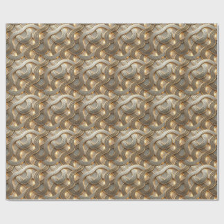 Papel De Presente Fitas Metálicas Interligadas de Ouro 3D de Luxo