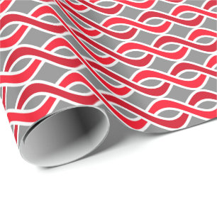 Papel De Presente Fitas modernas do meio século, vermelho e