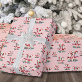 Papel De Presente Flamingo Beach Christmas