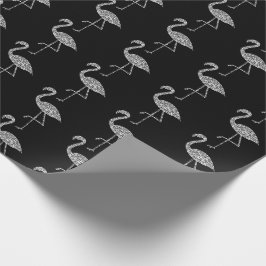 Papel De Presente Flamingo brilhante padrão de brilho prateado cinti