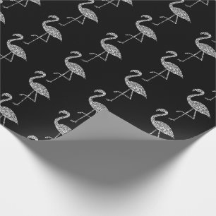 Papel De Presente Flamingo brilhante padrão de brilho prateado cinti
