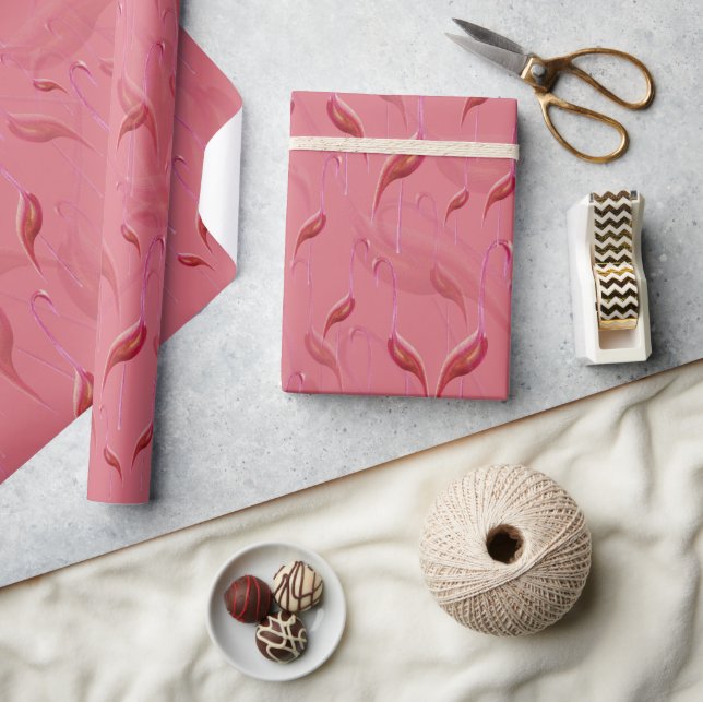 Papel De Presente Flamingo Cor-de-rosa Elegante Apimentado (Artesanato)
