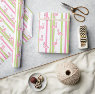 Papel De Presente Flamingo de Natal da Flórida com Chapéu de Papai N