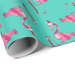 Papel De Presente Flamingo De Natal Engraçado Com Longa Porcaria