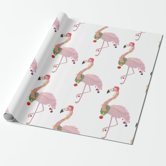 Papel De Presente flamingo de Papai Noel (Desenrolado)
