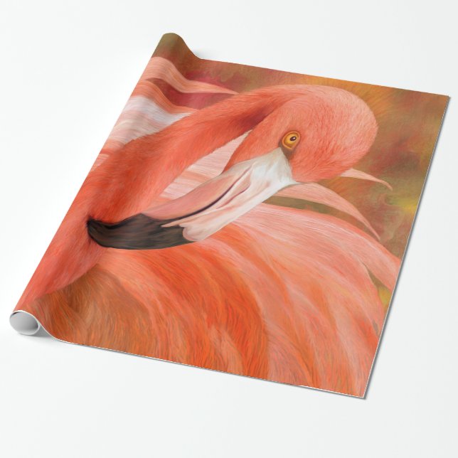 Papel De Presente Flamingo - espírito da arte Giftwrap do equilíbrio (Desenrolado)