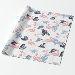 Papel De Presente Flamingo, Marinho monstera, cor-de-rosa, azul poei