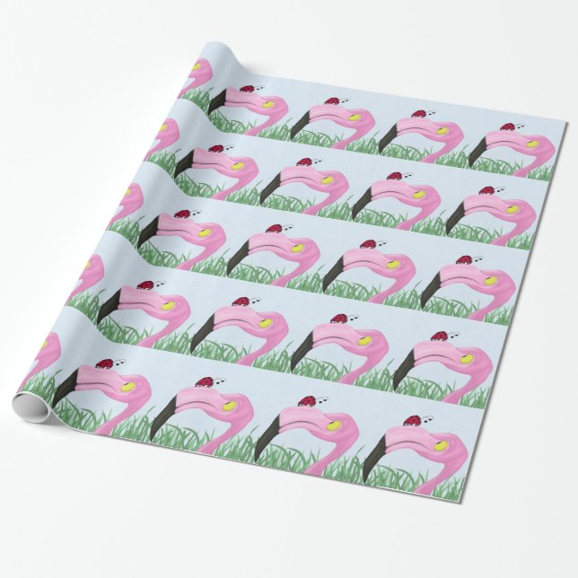 Papel De Presente Flamingo Rosa bonito (Desenrolado)