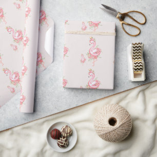 Papel De Presente Flamingo rosa É um Chá de fraldas feminino