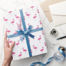 Papel De Presente Flamingo Rosa Padronizado Chic Moderno Legal Branc