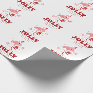 Papel De Presente Flamingo Rosa Praia Tropical Alegre Festivo