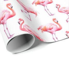 Papel De Presente Flamingo Rosa Tropical de Watercolor
