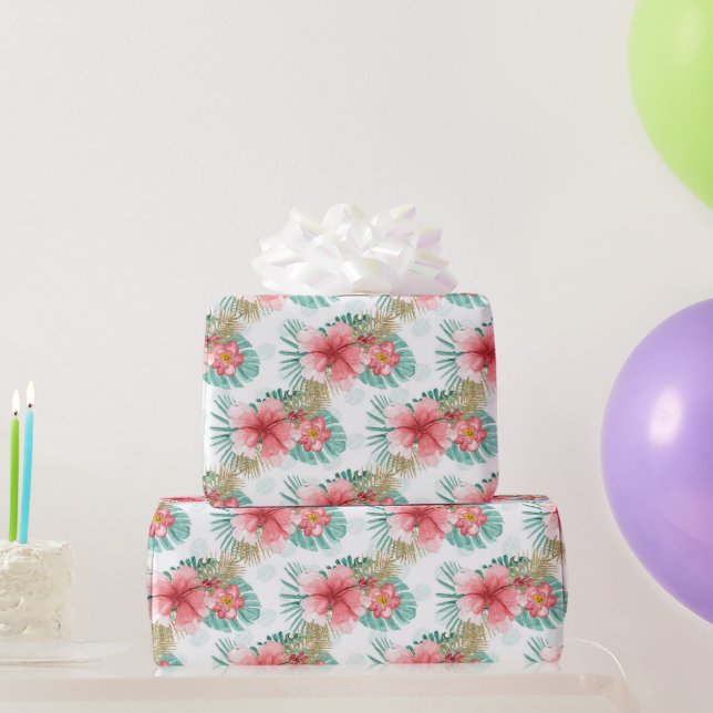 Papel De Presente Flamingo Rosa Tropical Pássaros Meninas Aniversári (Presentes para festas)