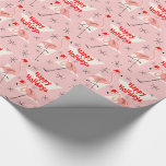 Papel De Presente Flamingo Santas Feriados Felizes Rosa<br><div class="desc">Um design de Natal animado e esquisito com um toque retrorreflector com flamingos cor-de-rosa vestindo chapéus de Santa, formas geométricas creme e estrelas em um fundo rosa (mudança de cor). Um design personalizável para você personalizar com seu próprio texto, imagens e ideias. Uma imagem de arte digital original criada por...</div>