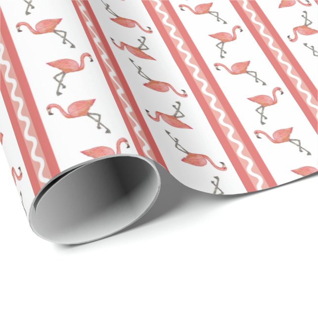 Papel De Presente Flamingo Stripe (Ponta do rolo)