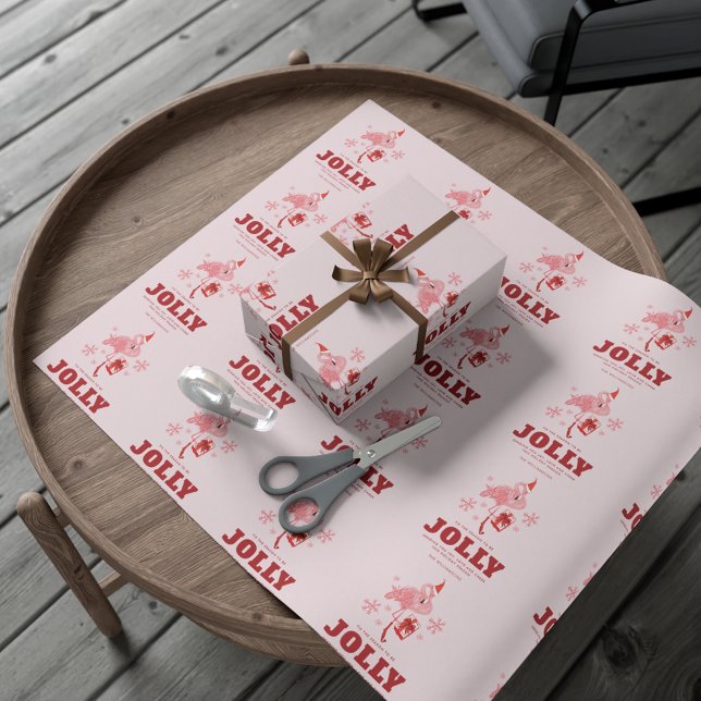 Papel De Presente Flamingo Tropical Beach Christmas (Flamingo Tropical Beach Christmas Wrapping Paper)